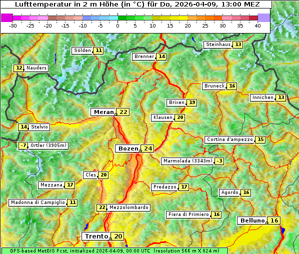 Temperatur, 9. 4. 2026
