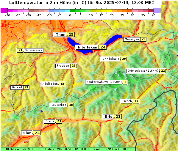 Temperatur, 13. 7. 2025