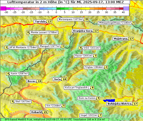Temperatur, 17. 9. 2025