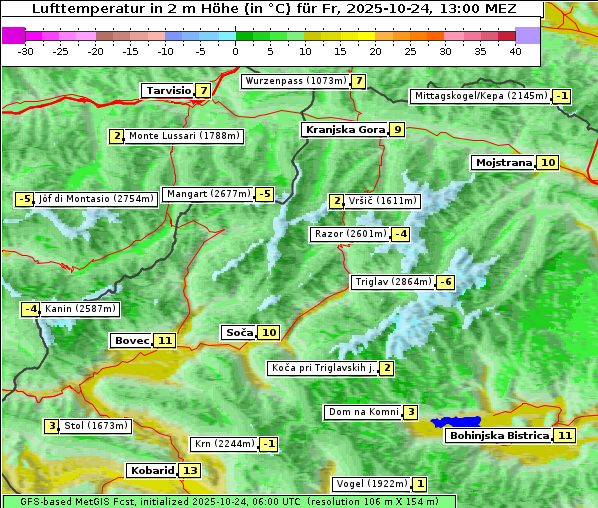 Temperatur, 24. 10. 2025