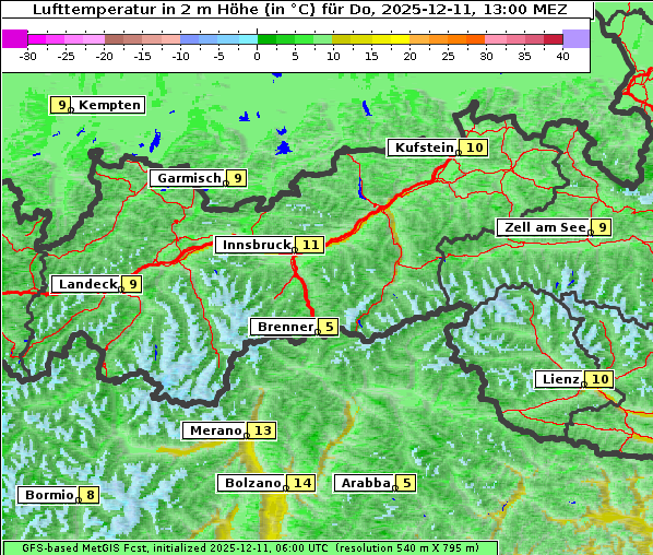Temperatur, 11. 12. 2025
