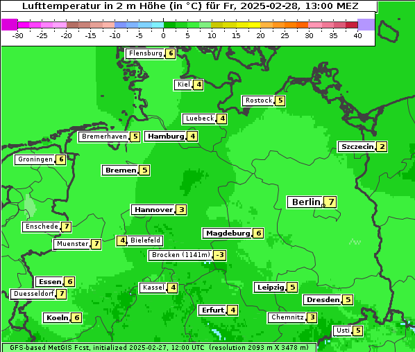 Temperatur, 28. 2. 2025