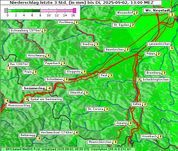 Niederschlag, 2. 9. 2025