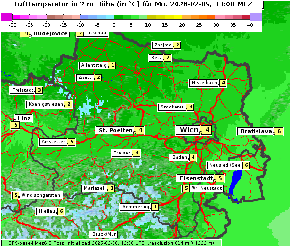Temperatur, 9. 2. 2026