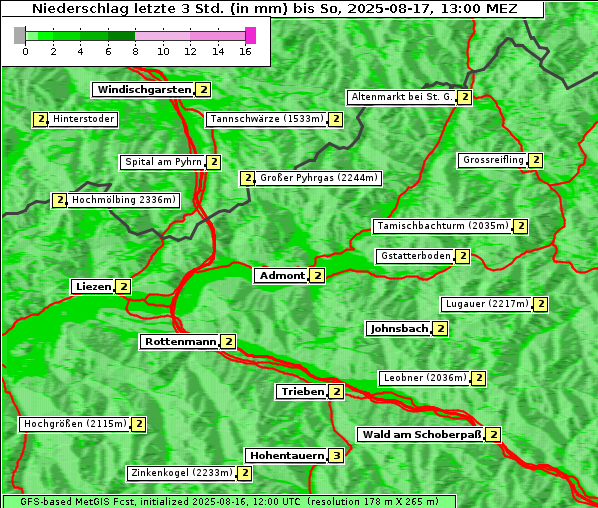 Niederschlag, 17. 8. 2025