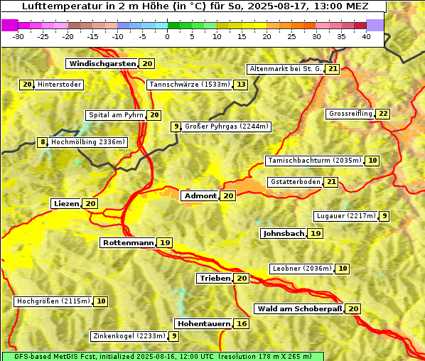 Temperatur, 17. 8. 2025
