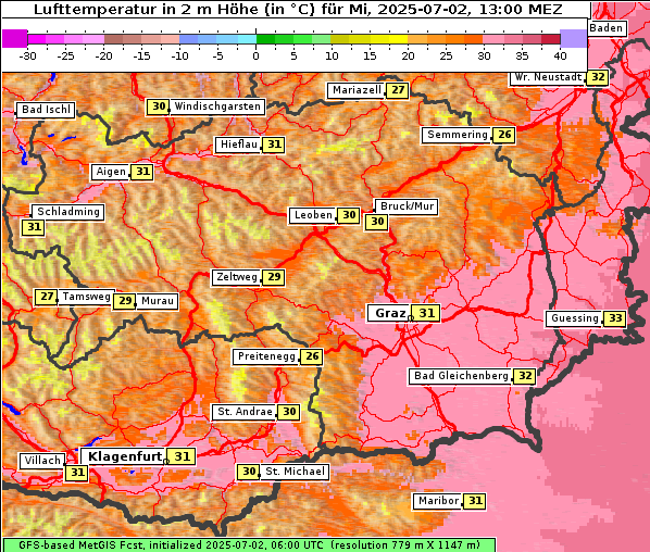 Temperatur, 2. 7. 2025