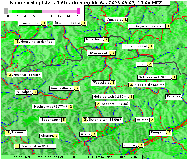 Niederschlag, 7. 6. 2025