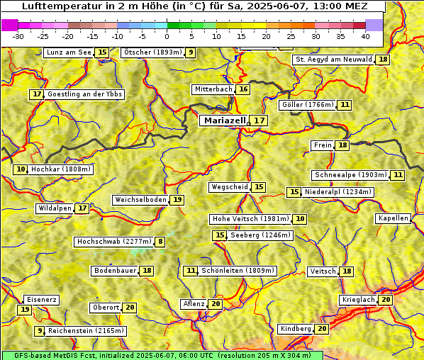 Temperatur, 7. 6. 2025