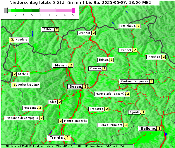 Niederschlag, 7. 6. 2025
