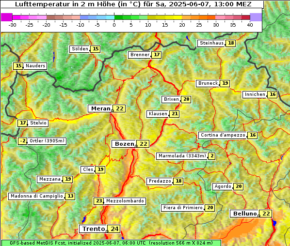 Temperatur, 7. 6. 2025