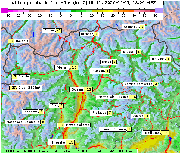 Temperatur, 1. 4. 2026