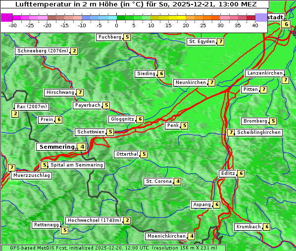 Temperatur, 21. 12. 2025