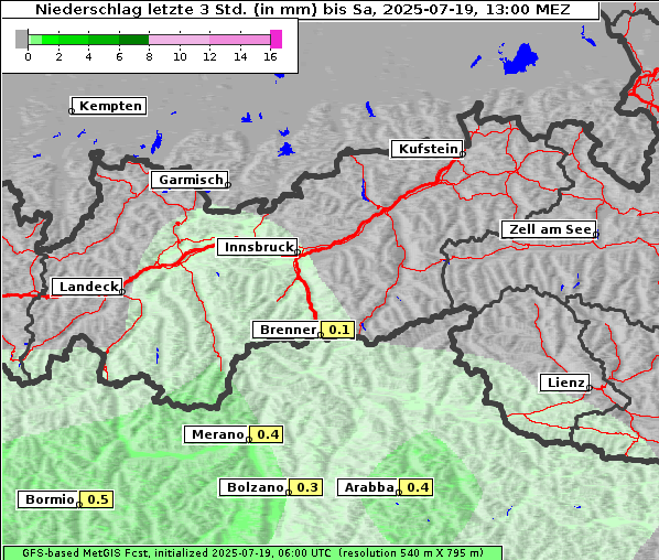Niederschlag, 19. 7. 2025