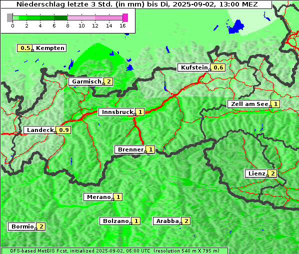 Niederschlag, 2. 9. 2025