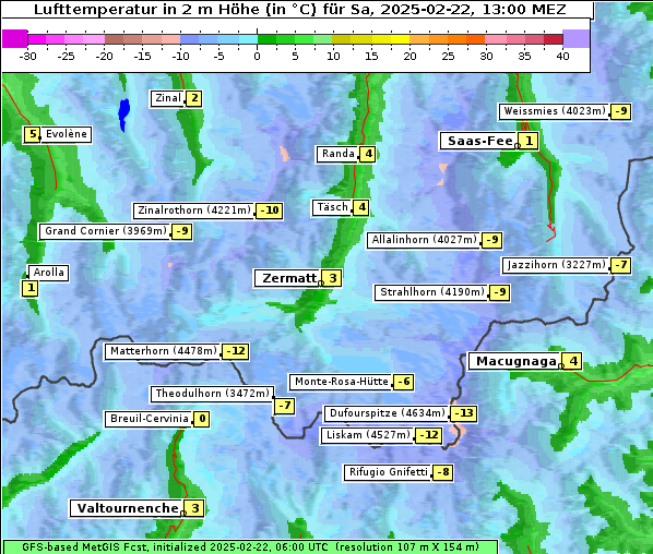 Temperatur, 22. 2. 2025