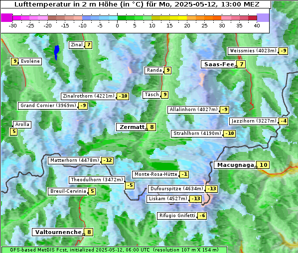 Temperatur, 12. 5. 2025