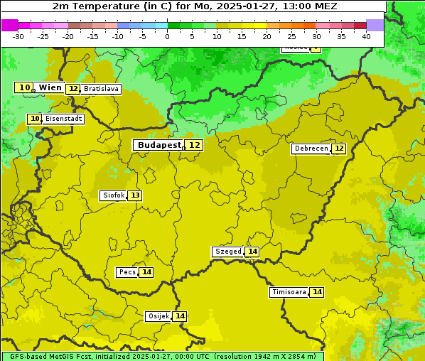 Temperatur, 27. 1. 2025