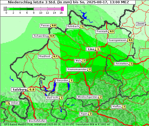 Niederschlag, 17. 8. 2025