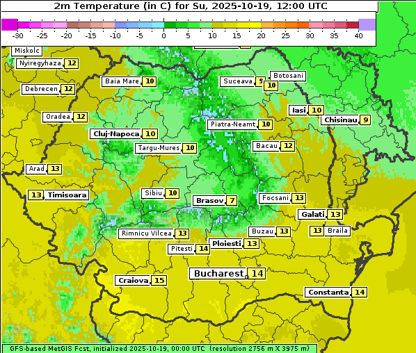 Temperatur, 19. 10. 2025
