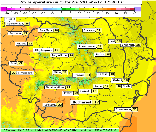 Temperatur, 17. 9. 2025