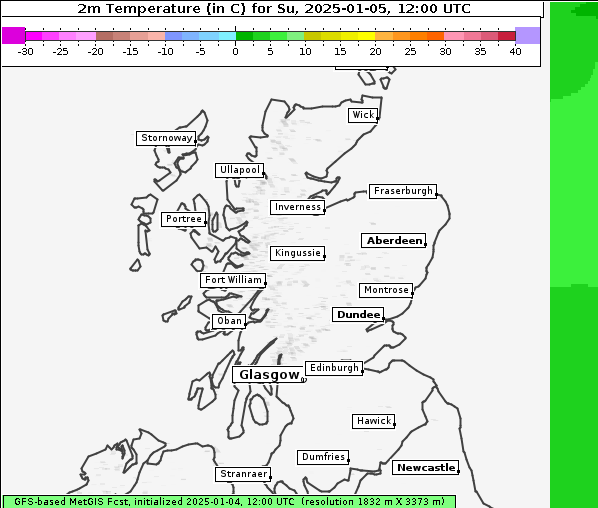 Temperatur, 5. 1. 2025