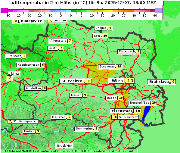 Temperatur, 7. 12. 2025