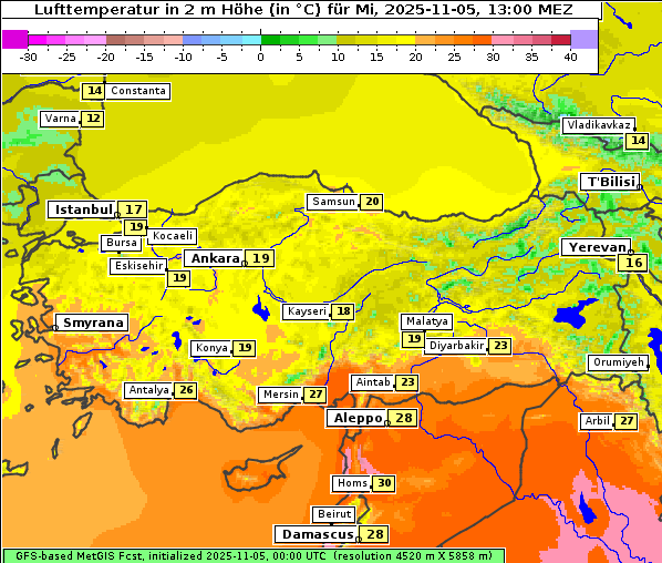 Temperatur, 5. 11. 2025