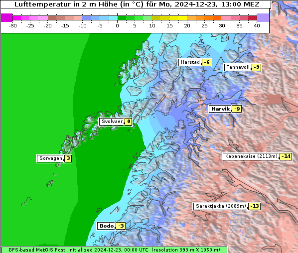 Temperatur, 23. 12. 2024