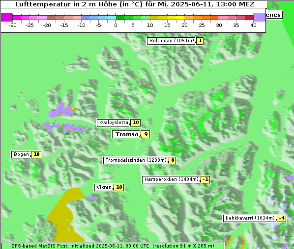 Temperatur, 11. 6. 2025