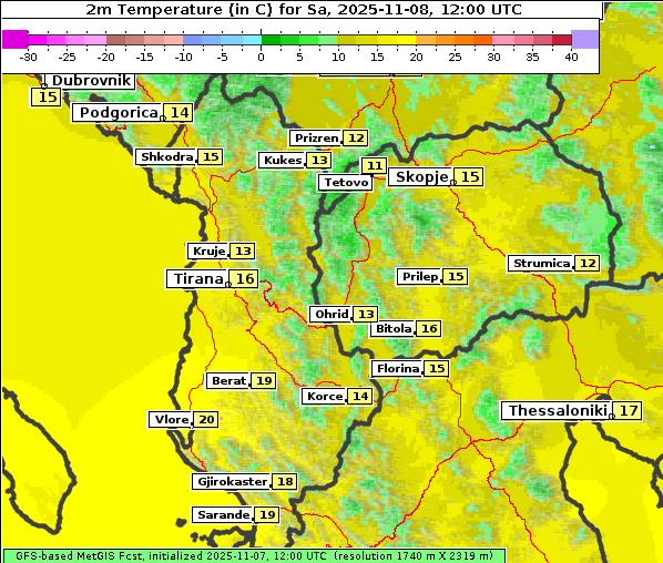 Temperatur, 8. 11. 2025
