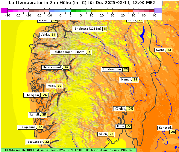 Temperatur, 14. 8. 2025
