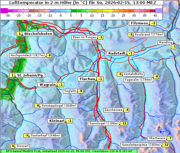 Temperatur, 15. 2. 2026