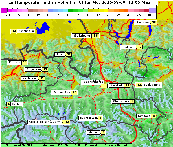 Temperatur, 9. 3. 2026