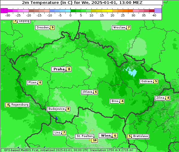 Temperatur, 1. 1. 2025