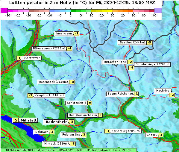 Temperatur, 25. 12. 2024