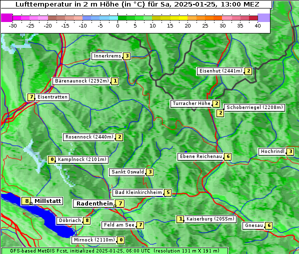 Temperatur, 25. 1. 2025