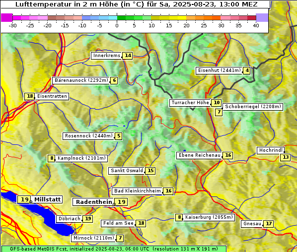 Temperatur, 23. 8. 2025