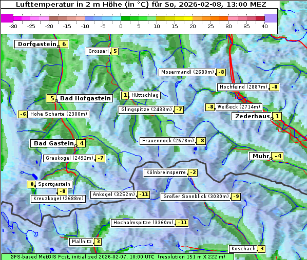 Temperatur, 8. 2. 2026