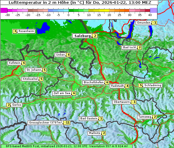 Temperatur, 22. 1. 2026