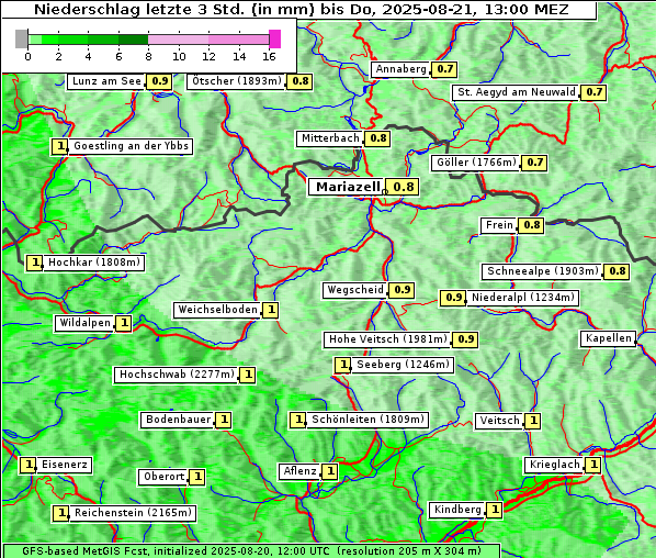 Niederschlag, 21. 8. 2025