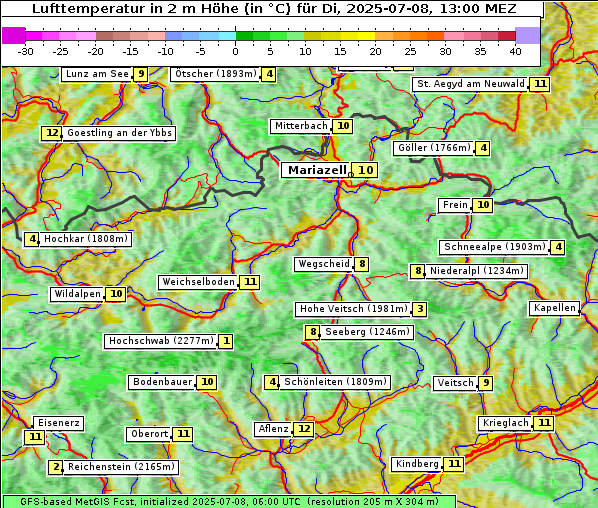 Temperatur, 8. 7. 2025
