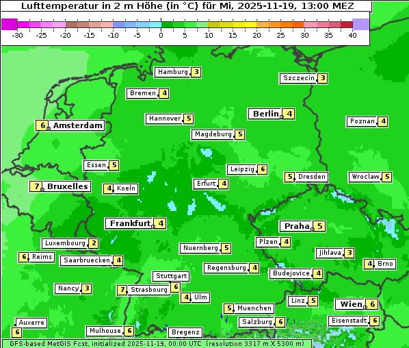 Temperatur, 19. 11. 2025