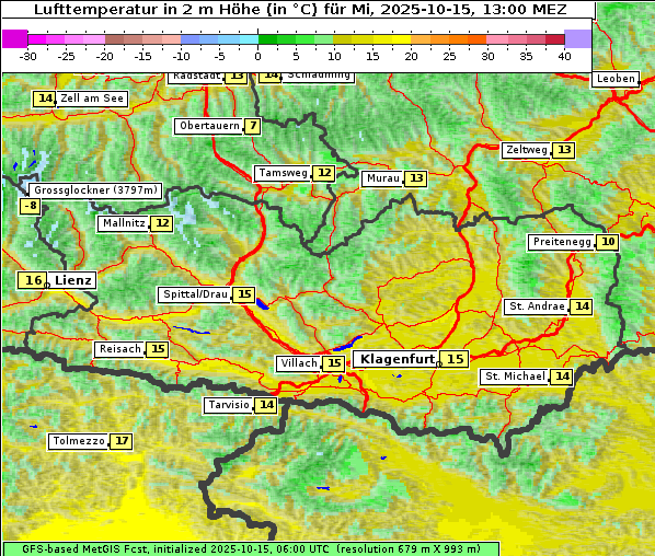Temperatur, 15. 10. 2025