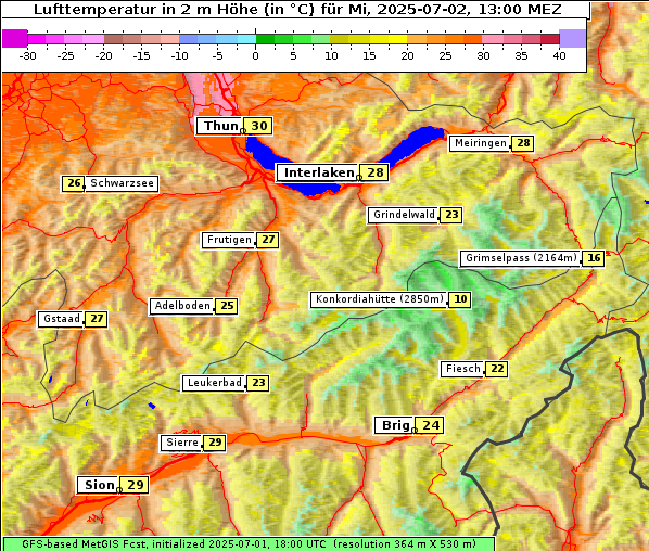 Temperatur, 2. 7. 2025
