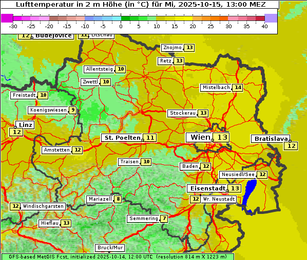 Temperatur, 15. 10. 2025