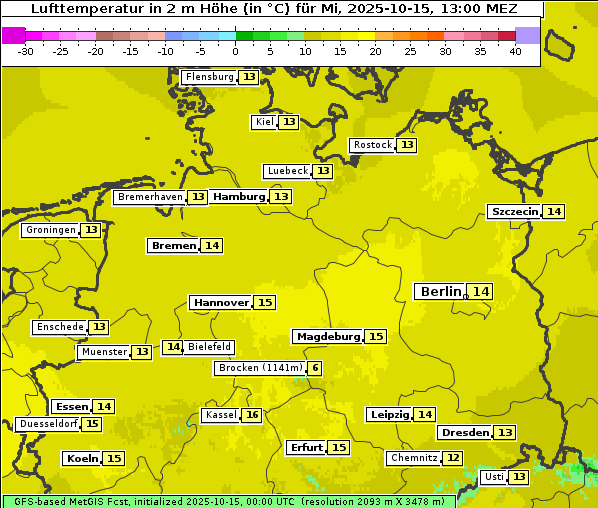 Temperatur, 15. 10. 2025
