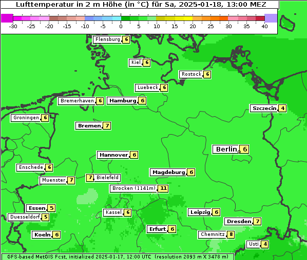 Temperatur, 18. 1. 2025