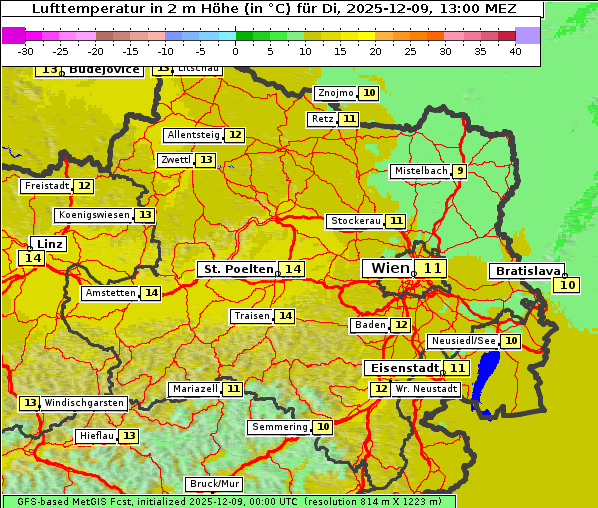 Temperatur, 9. 12. 2025