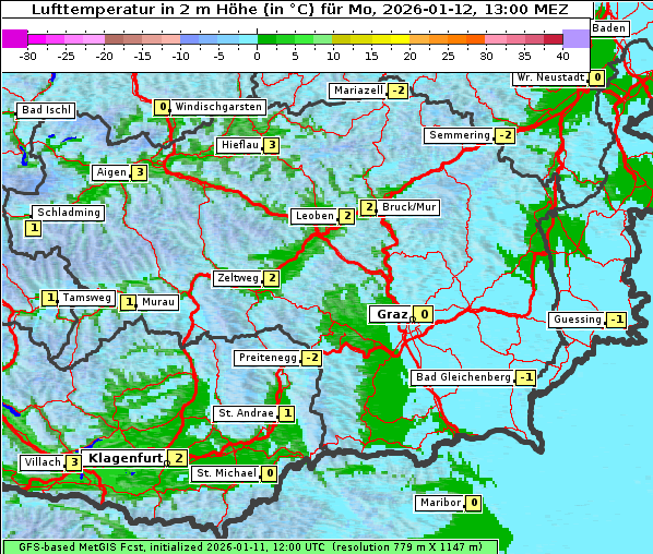Temperatur, 12. 1. 2026